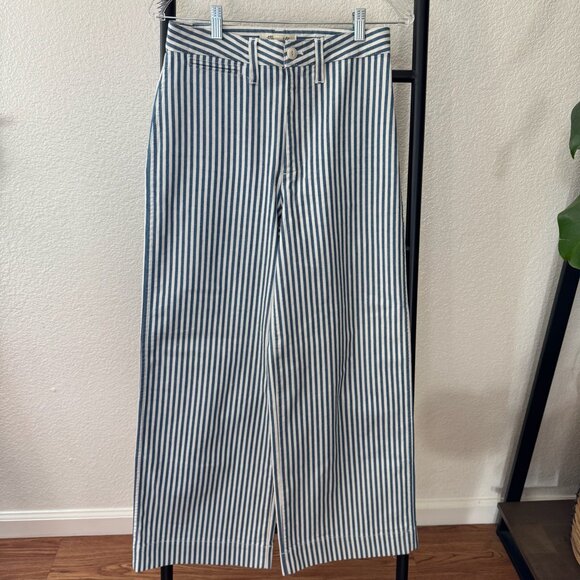 Madewell Tall Emmett Wide-Leg Crop Pants in Herringbone Railroad Stripe Size 26T - Picture 4 of 7